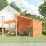 AECOJOY lean-to gazebo and storage shed beside a house