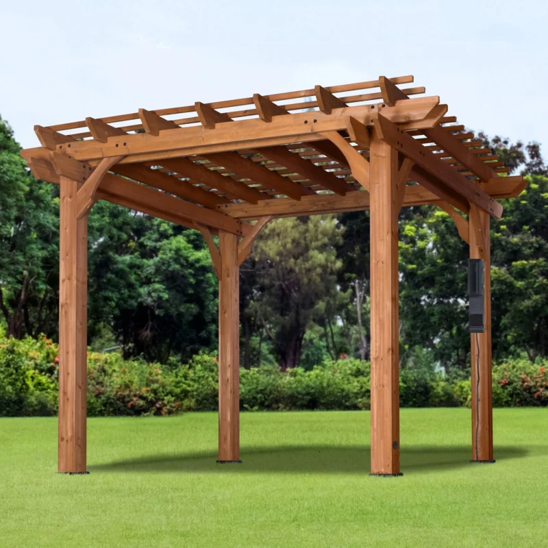 Backyard Discovery Beaumont 10x10 cedar pergola on a lawn