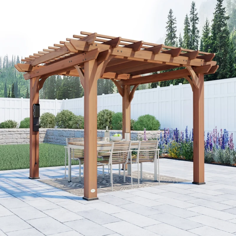 Beaumont 10x10 pergola over a patio dining table