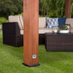 Beaumont pergola cedar post with black base on grass