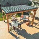 Aerial view of the Arcadia 12x9.5 galvanized steel roof