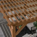 Overhead view of the Delray wide purlin roof timbers