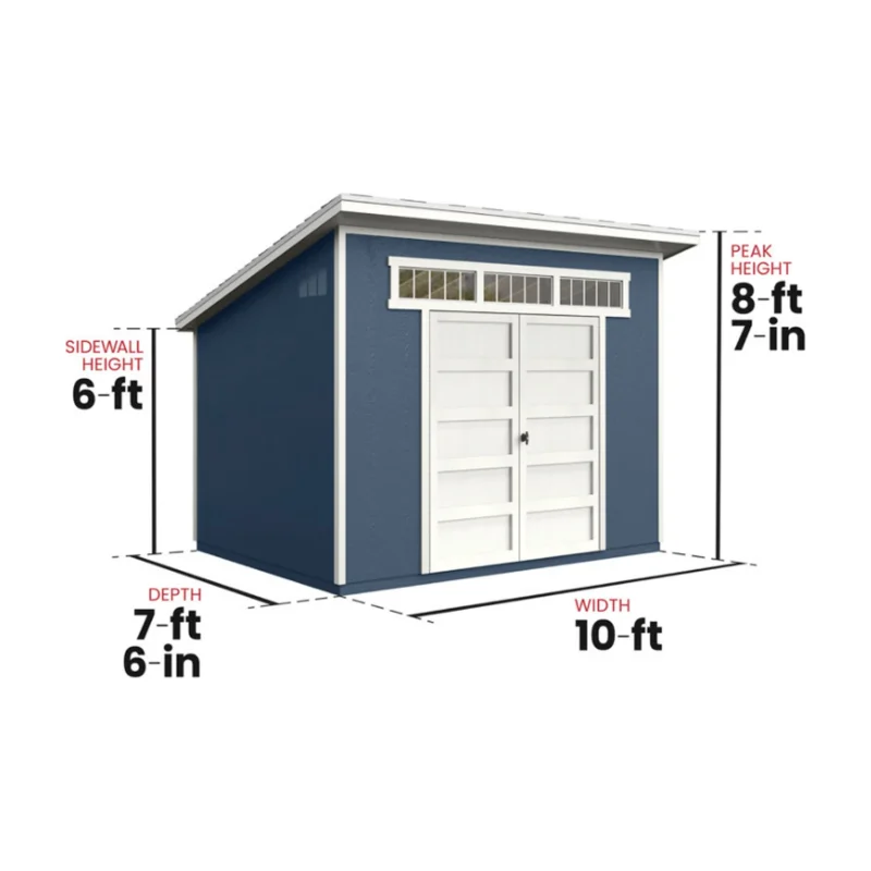Dimension drawing of the Handy Home Olympia 10 x 7.5 shed