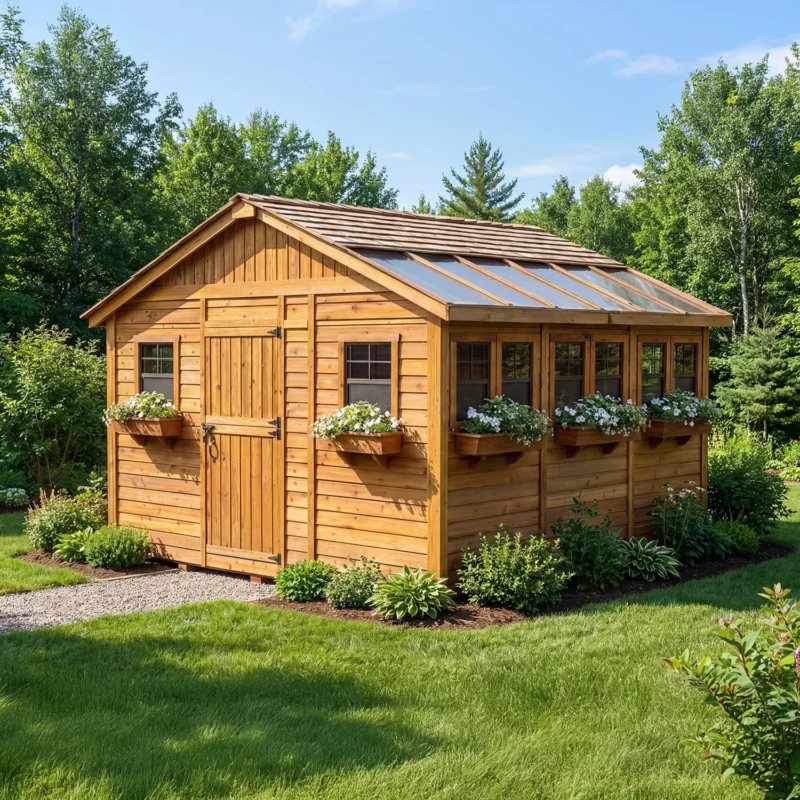 Outdoor Living Today 12x12 Sunshed with polycarbonate roof panels and six-window wall