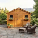 12x12 Sunshed front elevation with mountain backdrop