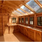 Sunshed interior workbench under the polycarbonate roof