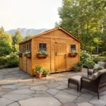 Sunshed 12x12 on a stone patio with seating