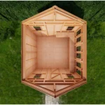 Overhead cutaway view of the Sunshed floor plan and workbench