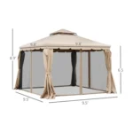 Dimension drawing of the Tomshoo 10 x 10 two-tier gazebo tent