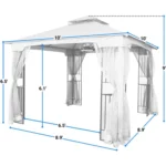 Dimension drawing of the Laurel Canyon 10 x 10 soft top gazebo