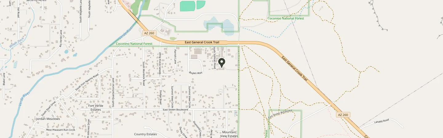 Map of the area around the Sosiom store at 1655 S Sullivan Rd, Camp Verde, Arizona, with a pin on the store